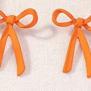 Orange Bow Stud Earrings